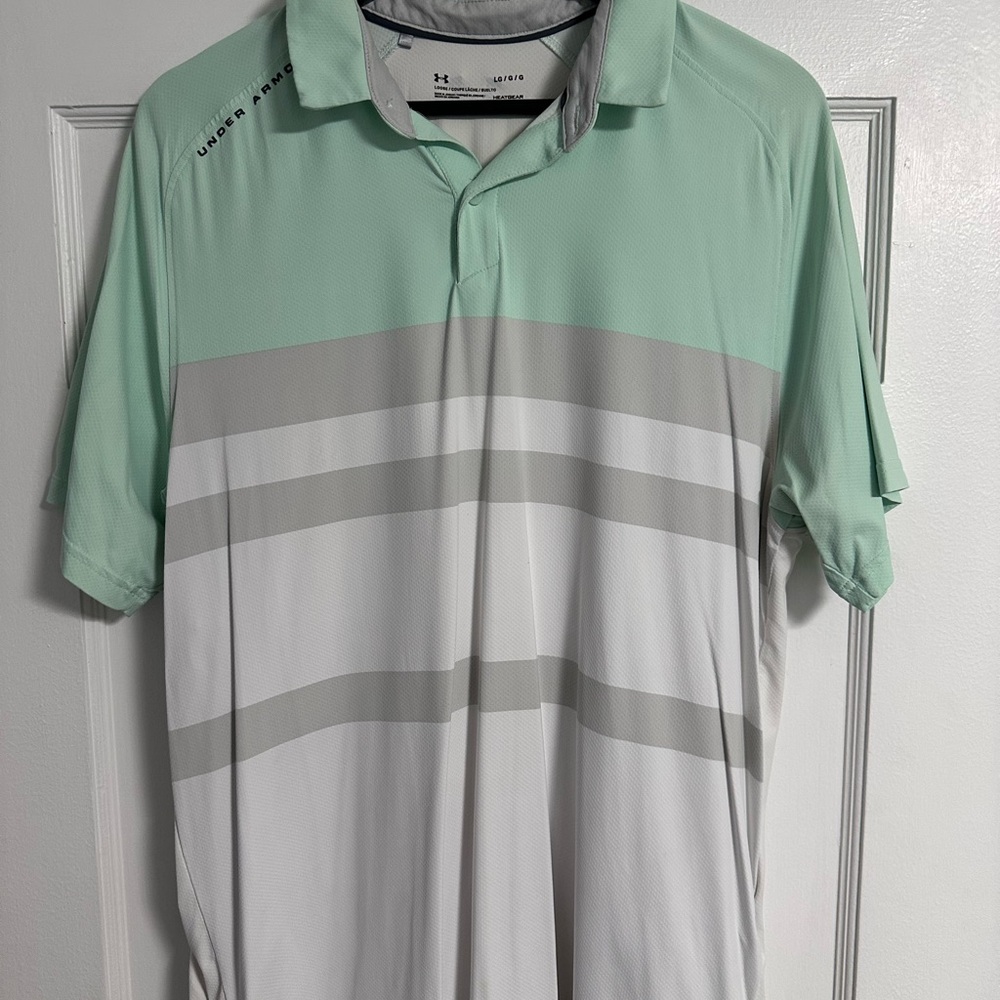 Under Armour Men's Green and White Polo Shirt